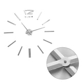 3D Mirror Luxury Modern DIY Large Wall Clock Surface Sticker Room Art Home Office Decor Silver