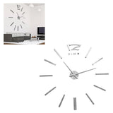 3D Mirror Luxury Modern DIY Large Wall Clock Surface Sticker Room Art Home Office Decor Silver