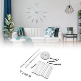 3D Mirror Luxury Modern DIY Large Wall Clock Surface Sticker Room Art Home Office Decor Silver