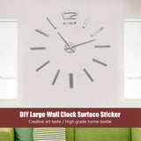 3D Mirror Luxury Modern DIY Large Wall Clock Surface Sticker Room Art Home Office Decor Silver