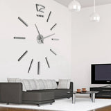 3D Mirror Luxury Modern DIY Large Wall Clock Surface Sticker Room Art Home Office Decor Silver