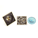 Antique Brass Square Floor Drain with Strainer Bathroom Washroom Drainage Clean Accessories