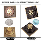 Antique Brass Square Floor Drain with Strainer Bathroom Washroom Drainage Clean Accessories