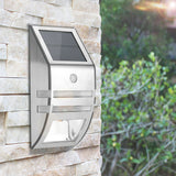 Solar Powered PIR Motion Sensor 2 LED Path Wall Light Garden Security Lamps Silver Pure White In Australia - Darrahopens