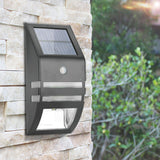 Solar Powered PIR Motion Sensor 2 LED Path Wall Light Garden Security Lamps Black Warm White In Australia - Darrahopens