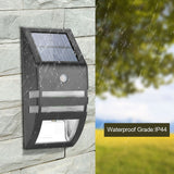 Solar Powered PIR Motion Sensor 2 LED Path Wall Light Garden Security Lamps Black Warm White In Australia - Darrahopens