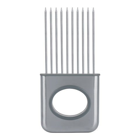 Stainless Steel Onion Holder Fruits Veg Meat Cutter Slicer Peeler Chopper with 10 Prongs