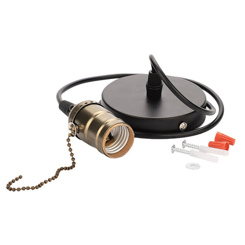 E27 Vintage Pendant Light Holder with Pull Chain Switch Lamp Base Ceiling Mounted (Bronze) In Australia - Darrahopens