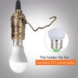 E27 Vintage Pendant Light Holder with Pull Chain Switch Lamp Base Ceiling Mounted (Bronze)