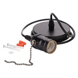 E27 Vintage Pendant Light Holder with Pull Chain Switch Lamp Base Ceiling Mounted (Black) In Australia - Darrahopens