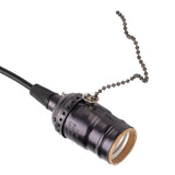 E27 Vintage Pendant Light Holder with Pull Chain Switch Lamp Base Ceiling Mounted (Black)