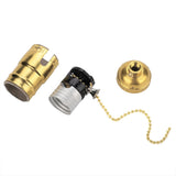 E27 Aluminum Vintage Light Socket with Pull Chain Desk Lamp Lighting Holder Screw Base (Golden)