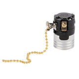 E27 Aluminum Vintage Light Socket with Pull Chain Desk Lamp Lighting Holder Screw Base (Golden)