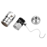 E27 Aluminum Vintage Light Socket with Pull Chain Desk Lamp Lighting Holder Screw Base (Silver) In Australia - Darrahopens