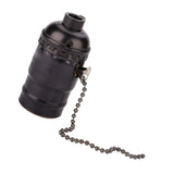 E27 Aluminum Vintage Light Socket with Pull Chain Desk Lamp Lighting Holder Screw Base (Black)