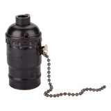 E27 Aluminum Vintage Light Socket with Pull Chain Desk Lamp Lighting Holder Screw Base (Black)