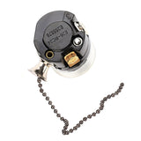 E27 Aluminum Vintage Light Socket with Pull Chain Desk Lamp Lighting Holder Screw Base (Black)