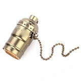 E27 Aluminum Vintage Light Socket with Pull Chain Desk Lamp Lighting Holder Screw Base (Bronze)