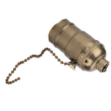 E27 Aluminum Vintage Light Socket with Pull Chain Desk Lamp Lighting Holder Screw Base (Bronze)
