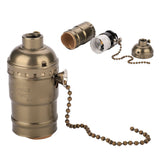 E27 Aluminum Vintage Light Socket with Pull Chain Desk Lamp Lighting Holder Screw Base (Bronze)