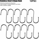 10pcs S Shaped Metal Hook Multi functional Bathroom Kitchen Hanging Hanger Clothes Holder (L)
