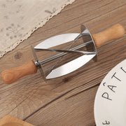 Stainless Steel Croissant Rolling Cutter Bread Dough Pastry Making Tool with Wooden Handle