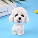 Simulation Shaking Head Dog Decor Bobble head Toy Car Interior Dashboard Ornament (White)