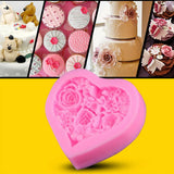Heart shaped Silicone Mould Washable Heat Resistant Mold for Chocolate Dessert Cookie
