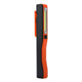 Rechargeable COB LED Flashlight Hand Pocket Pen Work Light with Magnetic Rotating Clip Orange