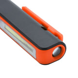 Rechargeable COB LED Flashlight Hand Pocket Pen Work Light with Magnetic Rotating Clip Orange