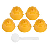 5Pcs Food Grade Pp 304 Stainless Steel Reusable Refillable Coffee Capsule Filter (Yellow)