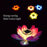 Waterproof Solar Power LED Color Changing Lotus Flower Floating Lamp Garden Colorful Pink