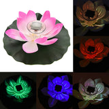 Waterproof Solar Power LED Color Changing Lotus Flower Floating Lamp Garden Colorful Pink