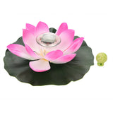 Waterproof Solar Power LED Color Changing Lotus Flower Floating Lamp Garden Colorful Pink
