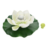 Waterproof Solar Power LED Color Changing Lotus Flower Floating Lamp Garden Colorful White