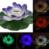 Waterproof Solar Power LED Color Changing Lotus Flower Floating Lamp Garden Colorful Purple