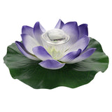 Waterproof Solar Power LED Color Changing Lotus Flower Floating Lamp Garden Colorful Purple