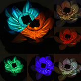 Waterproof Solar Power LED Color Changing Lotus Flower Floating Lamp Garden Colorful Purple