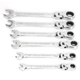 6Pcs Flexible Head Multi functional Ratchet Conination Spanner Wrench 8-17mm Repair Tools Set