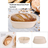 Handmade Unbleached Natural Cane Banneton Proofing Basket Dough Bread Baking Kit 21x13.5x8cm