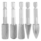 5pcs 1/4inch Hex Shank High Speed Steel Burrs Rotary Files Tools for Aluminum and Iron Hardware
