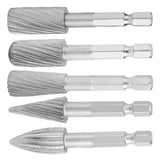 5pcs 1/4inch Hex Shank High Speed Steel Burrs Rotary Files Tools for Aluminum and Iron Hardware
