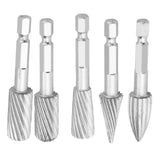 5pcs 1/4inch Hex Shank High Speed Steel Burrs Rotary Files Tools for Aluminum and Iron Hardware