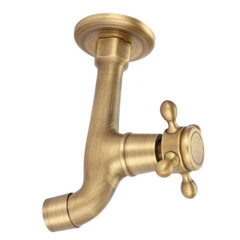 Wall Mounted Vintage Solid Brass Faucet Single Cold Water Tape for Kitchen Sink Mop Pool (Long) In Australia - Darrahopens