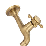 Wall Mounted Vintage Solid Brass Faucet Single Cold Water Tape for Kitchen Sink Mop Pool (Long)