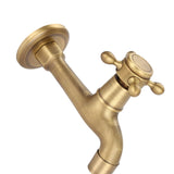 Wall Mounted Vintage Solid Brass Faucet Single Cold Water Tape for Kitchen Sink Mop Pool (Long)
