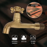 Wall Mounted Vintage Solid Brass Faucet Single Cold Water Tape for Kitchen Sink Mop Pool (Long)