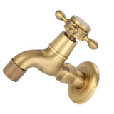 Wall Mounted Vintage Solid Brass Faucet Single Cold Water Tape for Kitchen Sink Mop Pool(Short)