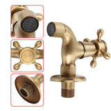 Wall Mounted Vintage Solid Brass Faucet Single Cold Water Tape for Kitchen Sink Mop Pool(Short)