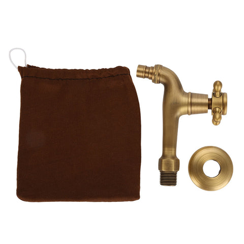 Vintage Solid Brass Single Handle Faucet for Washing Machine Wall Mounted Water Tap (Long)